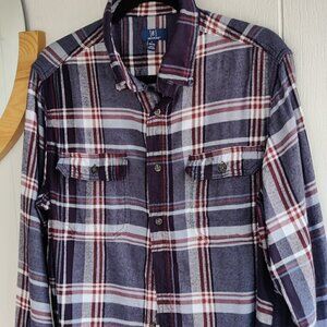 Flannel Shirt for Men by G George, softest cotten flannel, Blue, Red, Cream Sz L